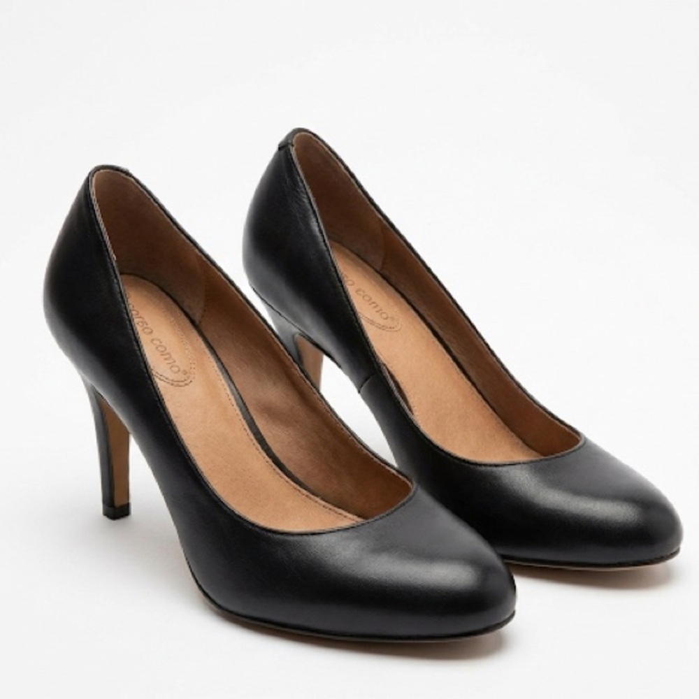 Corso Como Black Leather Pumps Heels Size 7.5 M Made in Brazil Comfort Work